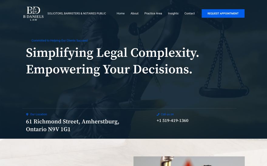 The B Daniels Law website, built by Image Inq