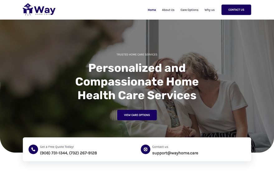 The Way Home Care website, built by Image Inq